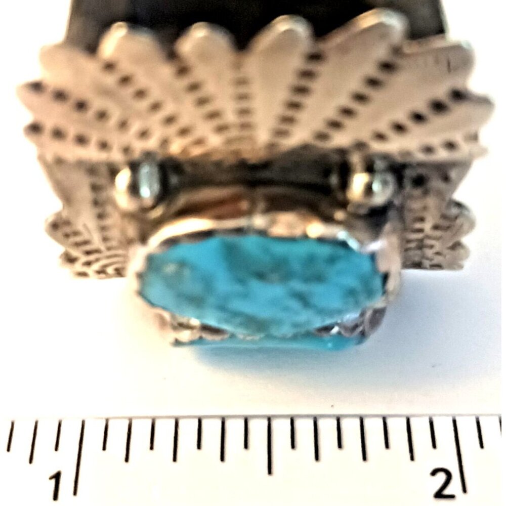 Vntg Signed Zuni 9pc Turquoise Watch Cuff Sterling 59g  (1585) - Picture 15 of 16